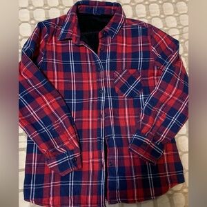 Red and Blue Plaid Button-Up Shirt